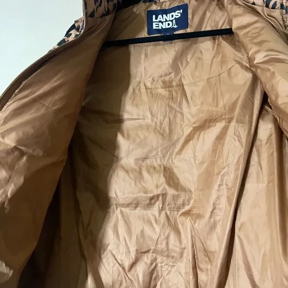 Lands End Women’s Cheetah Animal Print Puffer Vest 600 Down Zip Up SZ L 14/16 - Picture 9 of 11